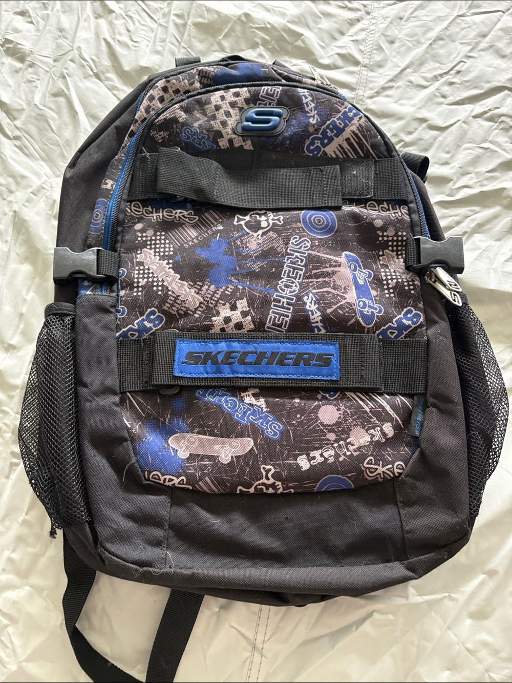 Skechers Black and Blue Graphic Skate Logo Backpack